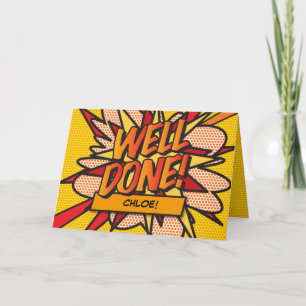 Personalised Comic Book Pop Art WELL DONE Card