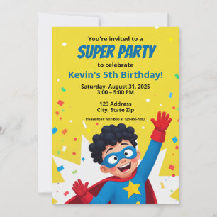 Personalised Comic Book Style Super Hero Invitatio Invitation