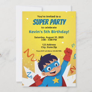 Personalised Comic Book Style Super Hero Invitatio Invitation