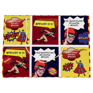 Personalised Comic Strip Birthday Large Gift Bag