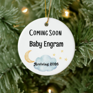 Personalised Coming Soon Baby Arrival Ceramic Ornament
