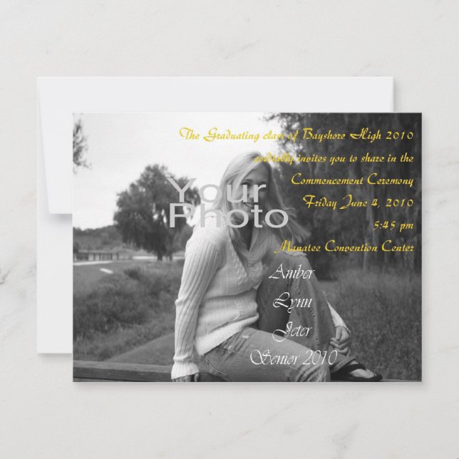 Personalised commencement graduation Invite (Front)