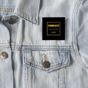 Personalised Company Black Modern Custom Business 15 Cm Square Badge