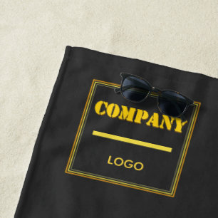 Personalised Company Black Modern Custom Business Beach Towel