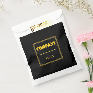 Personalised Company Black Modern Custom Business Favour Bag