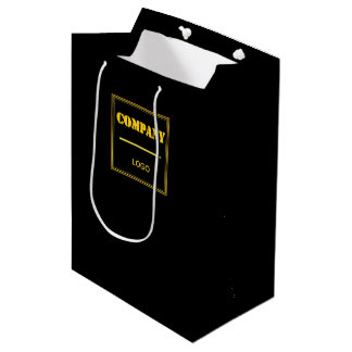 Personalised Company Black Modern Custom Business Medium Gift Bag