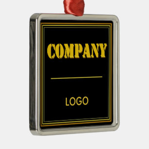 Personalised Company Black Modern Custom Business Metal Ornament