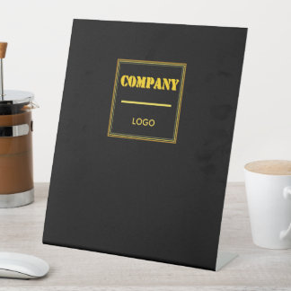 Personalised Company Black Modern Custom Business Pedestal Sign