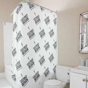 Personalised Company Branded Custom Minimalist Shower Curtain