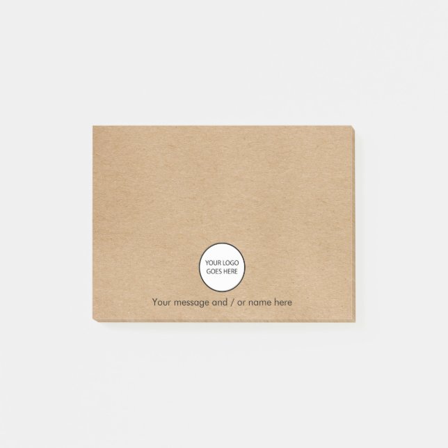 Personalised Company Business Logo Rustic Kraft Post-it Notes (Front)