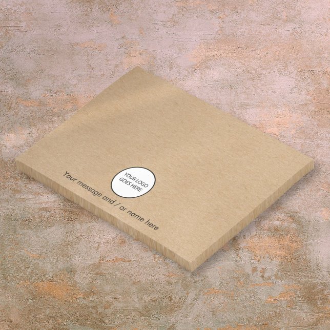 Personalised Company Business Logo Rustic Kraft Post-it Notes (Personalized Company Business Logo Rustic Kraft Post-it Notes)