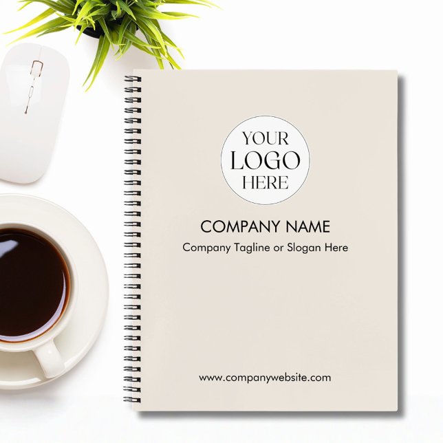 Personalised Company Business Logo Template Beige Notebook (In situ)