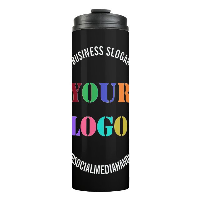 Personalised Company Logo and Text Thermal Tumbler (Front)