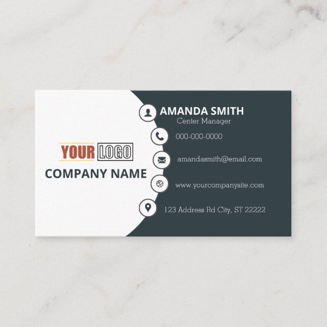 Personalised Company Logo Employee Modern  Business Card (Front)
