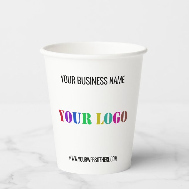 Personalised Company Logo Text Paper Cups Template (Front)