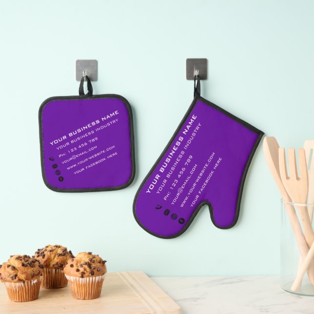 Personalised Company Oven Mitt & Pot Holder Set (Insitu(Hanging))