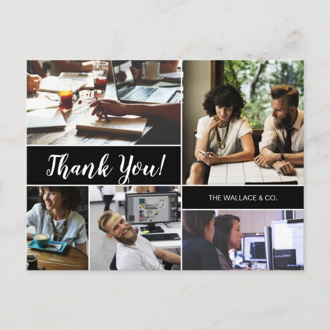 Personalised Company Photo collage Thank You Postcard (Front)