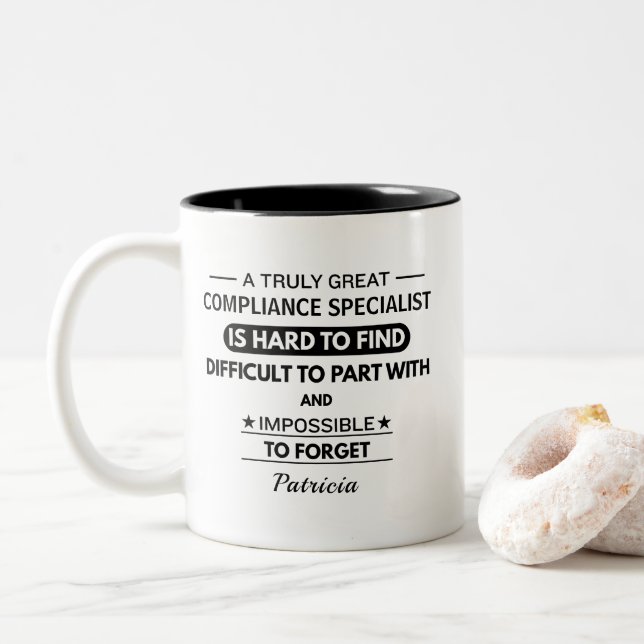 Personalised Compliance Specialist Two-Tone Coffee Mug (With Donut)