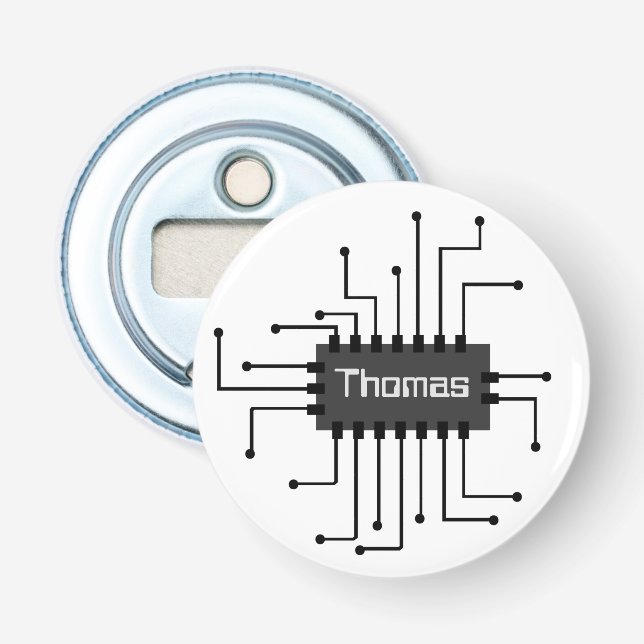 Personalised Computer IC Chip Image Bottle Opener (Front)
