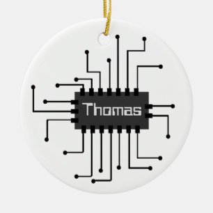 Personalised Computer IC Chip Image Ceramic Ornament