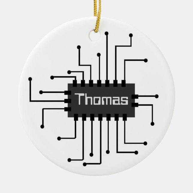 Personalised Computer IC Chip Image Ceramic Ornament (Front)