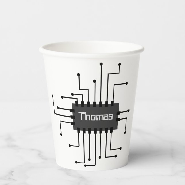 Personalised Computer IC Chip Image Paper Cups (Front)