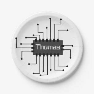 Personalised Computer IC Chip Image Paper Plate