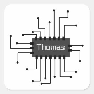 Personalised Computer IC Chip Image Square Sticker
