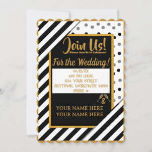 Personalised Confetti Stripe Wedding Invitations