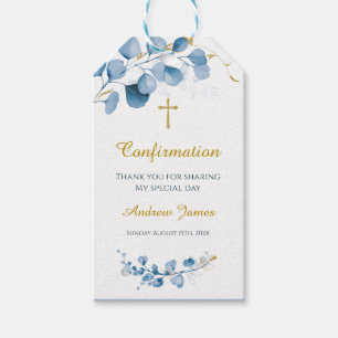 Personalised Confirmation Blue Boy Gift Tags