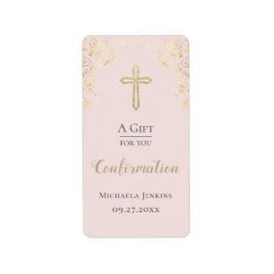 Personalised Confirmation Blush Hand Sanitizer Label