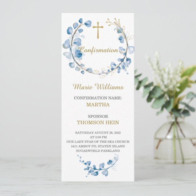 Personalised  Confirmation Boy Prayer Card (Standing Front)