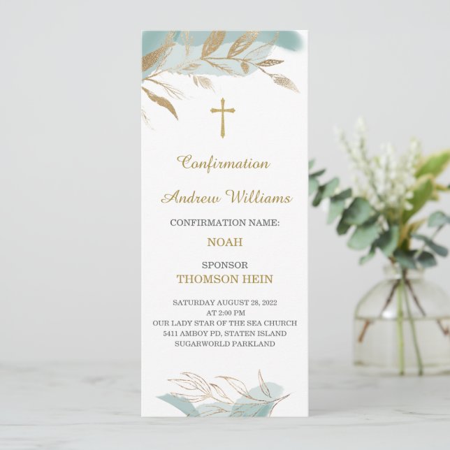 Personalised  Confirmation Boy Prayer  Card (Standing Front)