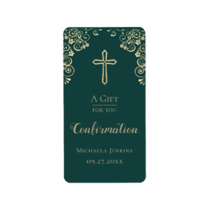 Personalised Confirmation Gold Hand Sanitizer Label