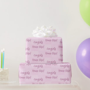 Personalised Congrats Greyish Pink, Light Mauve Wrapping Paper