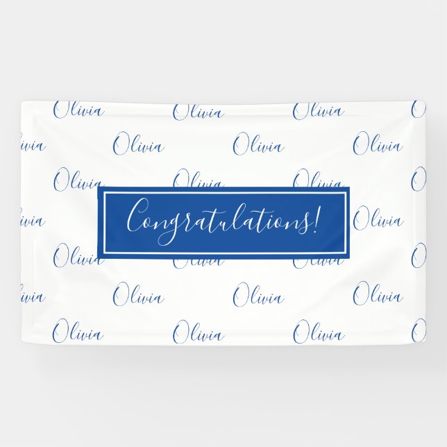 Personalised Congratulations Blue Name Banner (Horizontal)