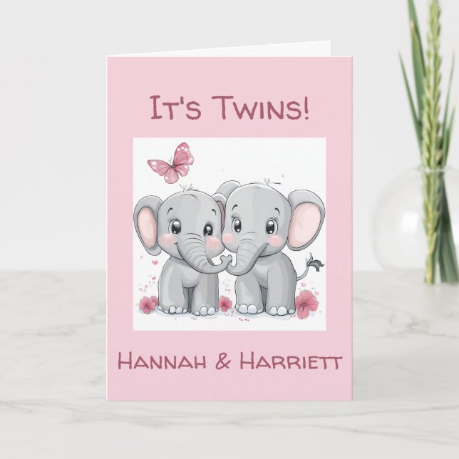 Personalised Congratulations Card, Twin Babies  Card (Front)