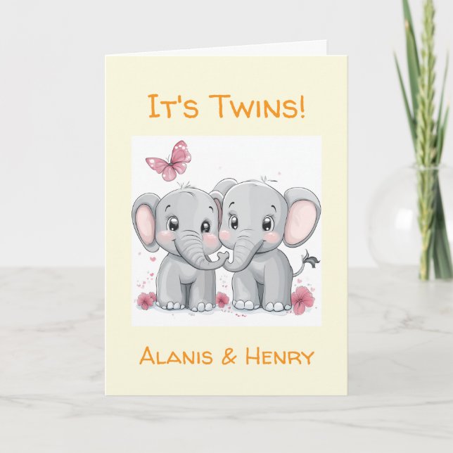Personalised Congratulations Card, Unisex Twins  Card (Front)