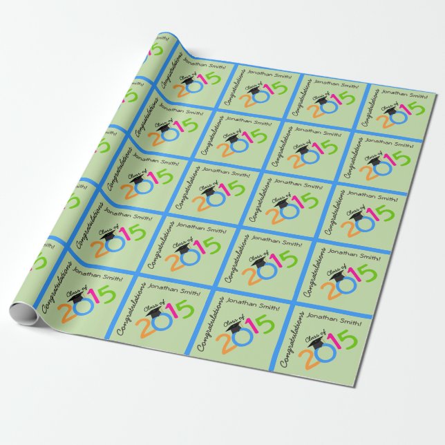 Personalised Congratulations Class of 2015 Wrapping Paper (Unrolled)