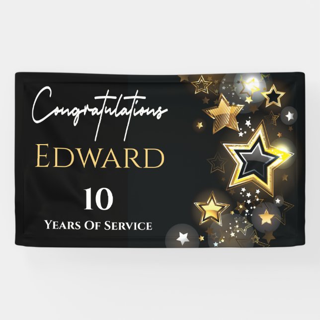 Personalised Congratulations Custom Gold Star Banner (Horizontal)