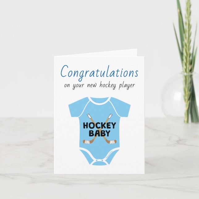 Personalised Congratulations Hockey Baby Shower Card (Front)