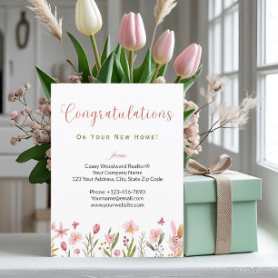Personalised Congratulations Realtor Floral Postcard