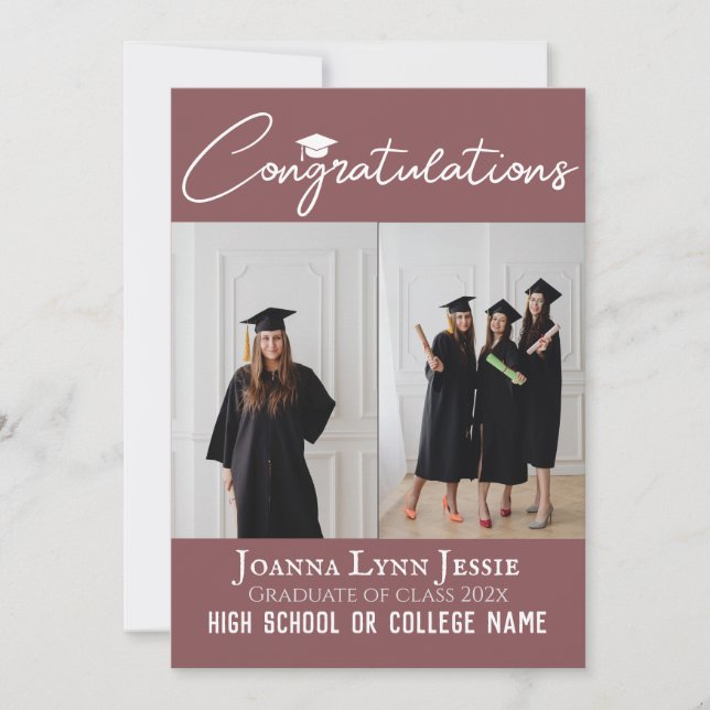 Personalised Congratulations script Graduate Photo Card (Front)