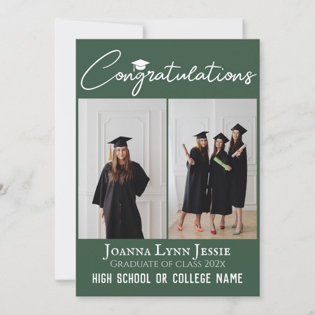 Personalised Congratulations script Graduate Photo Card (Front)