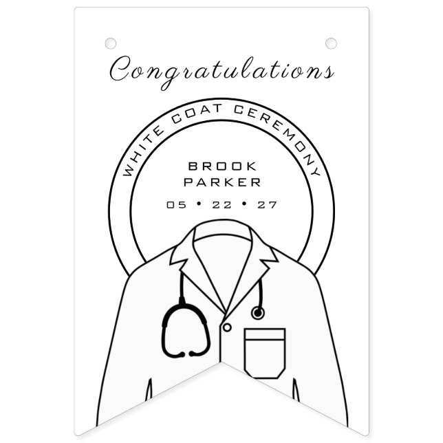 Personalised Congratulations White Coat Ceremony  Bunting (Sixth Flag)
