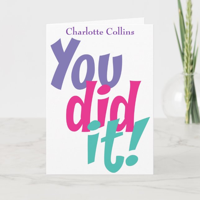 Personalised Congratulations You Did It Card (Front)