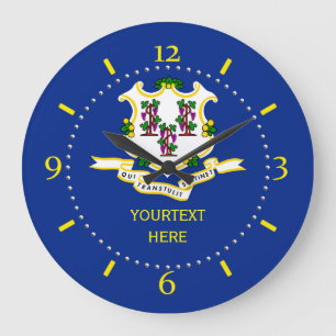 Personalised Connecticut State Flag Design on Large Clock