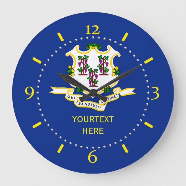 Personalised Connecticut State Flag Design on Large Clock (Front)