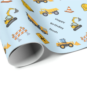 Personalised Construction Birthday Wrapping Paper