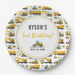 Personalised Construction Dump Truck Birthday Paper Plate